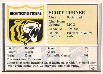 1992 AFL Regina #45 Scott Turner Back